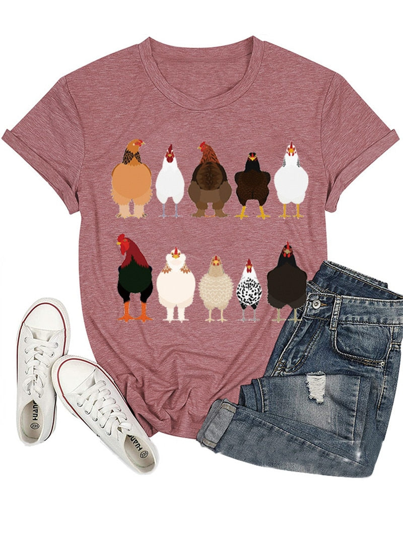 Cute Ten roosters humorous hen Unisex T-shirt - myfunfarm