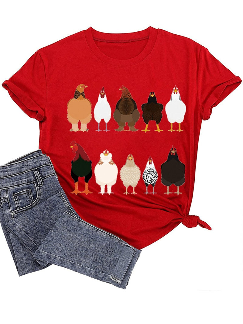 Cute Ten roosters humorous hen Unisex T-shirt - myfunfarm