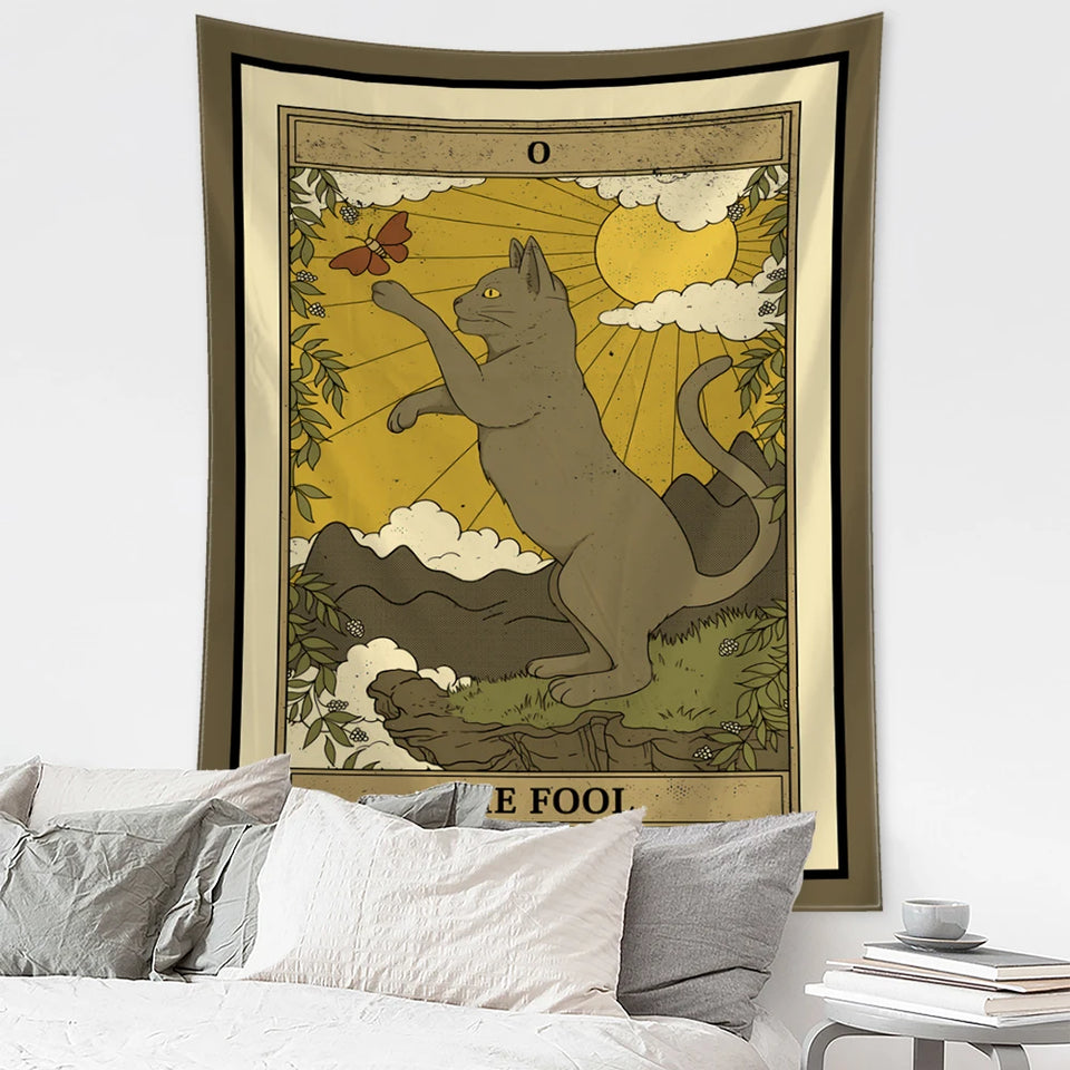 Cat Tarot Tapestry Wall Hanging Home Decor