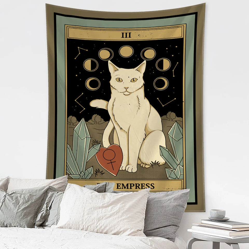 Cat Tarot Tapestry Wall Hanging Home Decor