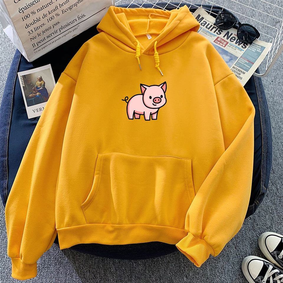 Oversized Hoodie Cute Pig Printed  Thick Warm for pig lovers