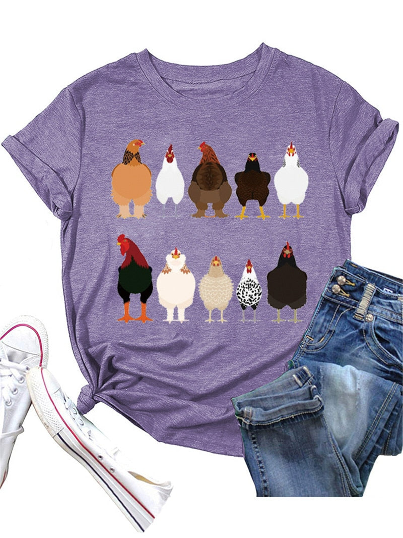Cute Ten roosters humorous hen Unisex T-shirt - myfunfarm