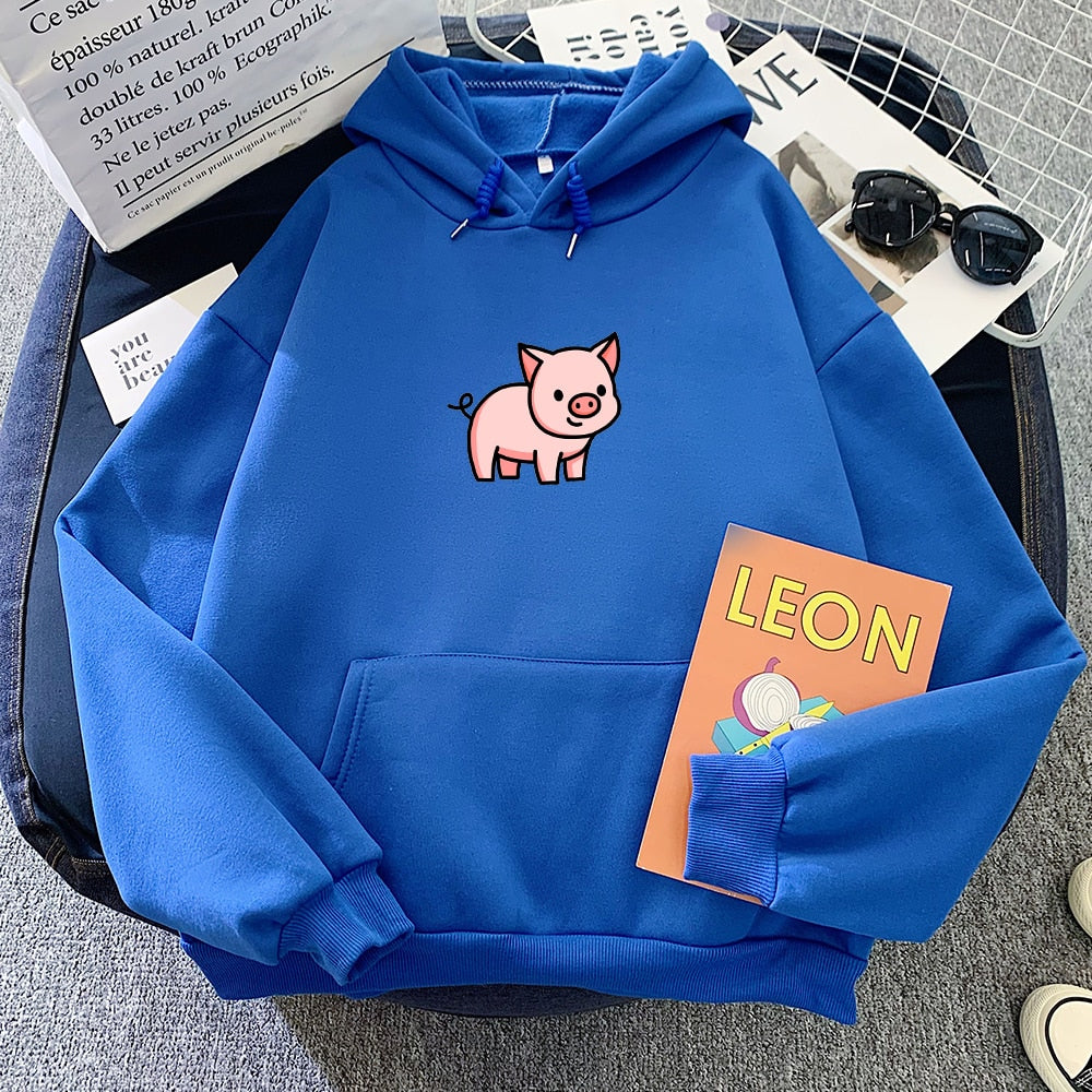 Oversized Hoodie Cute Pig Printed  Thick Warm for pig lovers - myfunfarm