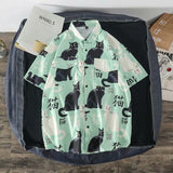 Hawaiian Shirt black cat Pattern