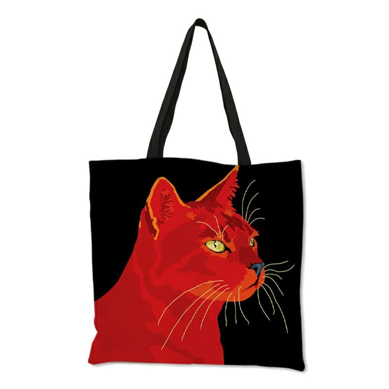 Tote bag Cute Cartoon Cats Printed Handbag Eco Linen