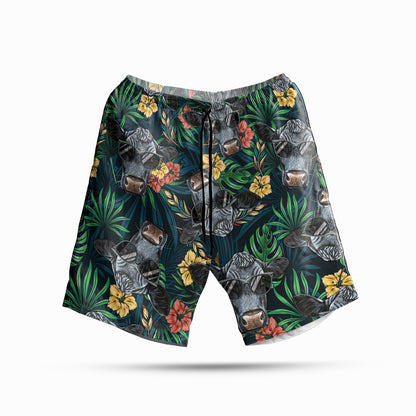 Cow Floral Pattern - Hawaiian Shirt and Shorts for adult and youth