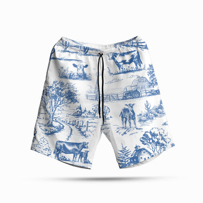 Cattle Print Toile Hawaiian Shirt - myfunfarm