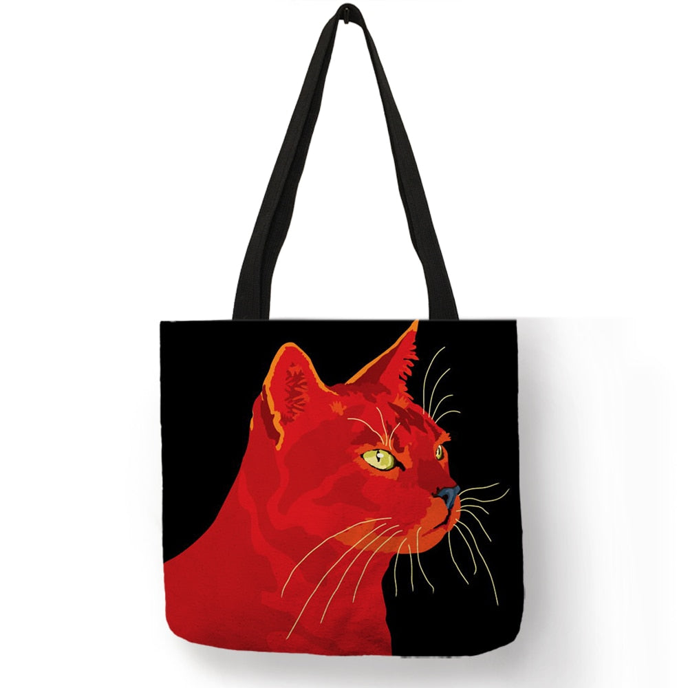 Tote bag Cute Cartoon Cats Printed Handbag Eco Linen