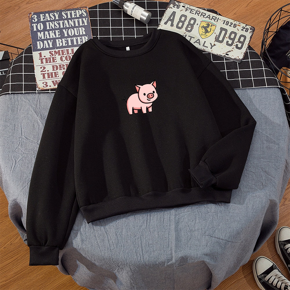 Oversized Hoodie Cute Pig Printed  Thick Warm for pig lovers - myfunfarm