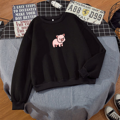 Oversized Hoodie Cute Pig Printed  Thick Warm for pig lovers - myfunfarm