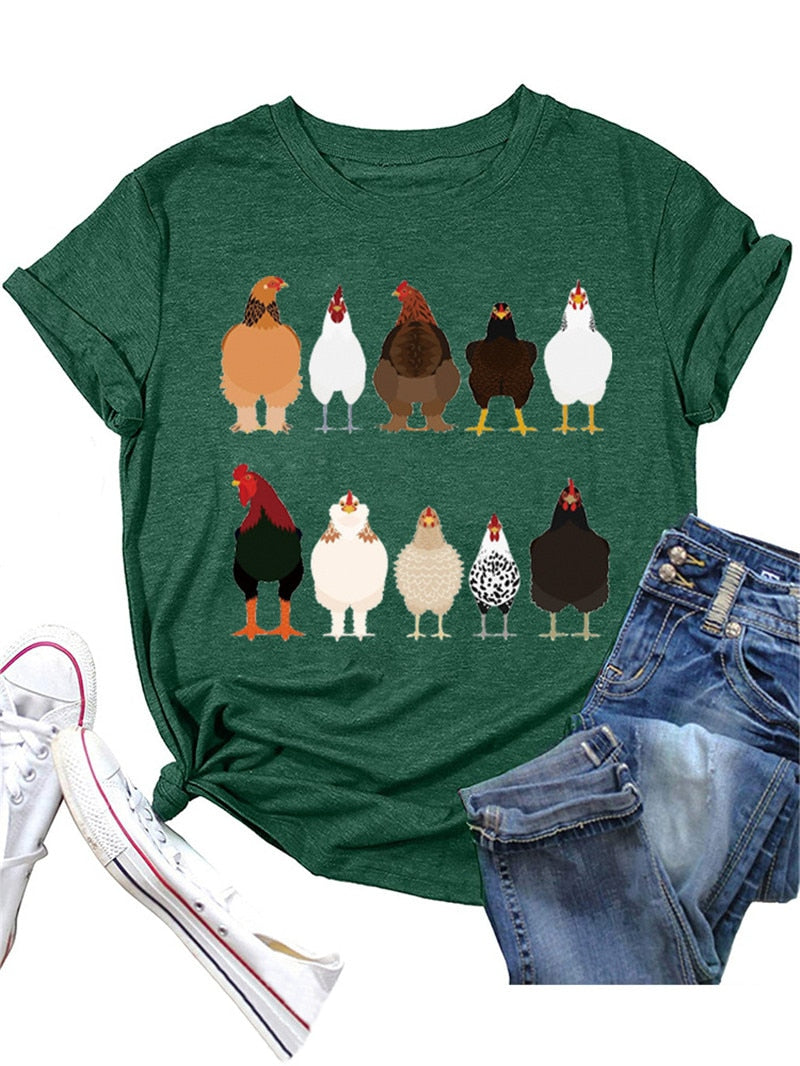 Cute Ten roosters humorous hen Unisex T-shirt - myfunfarm