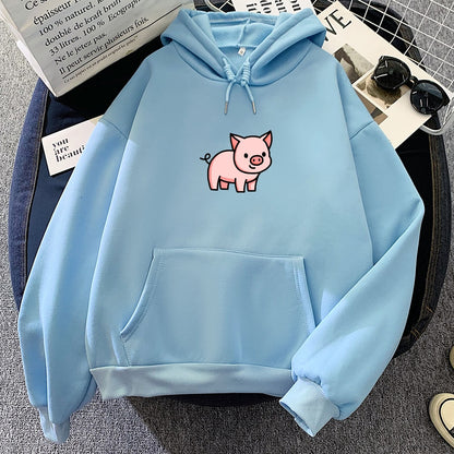 Oversized Hoodie Cute Pig Printed  Thick Warm for pig lovers - myfunfarm