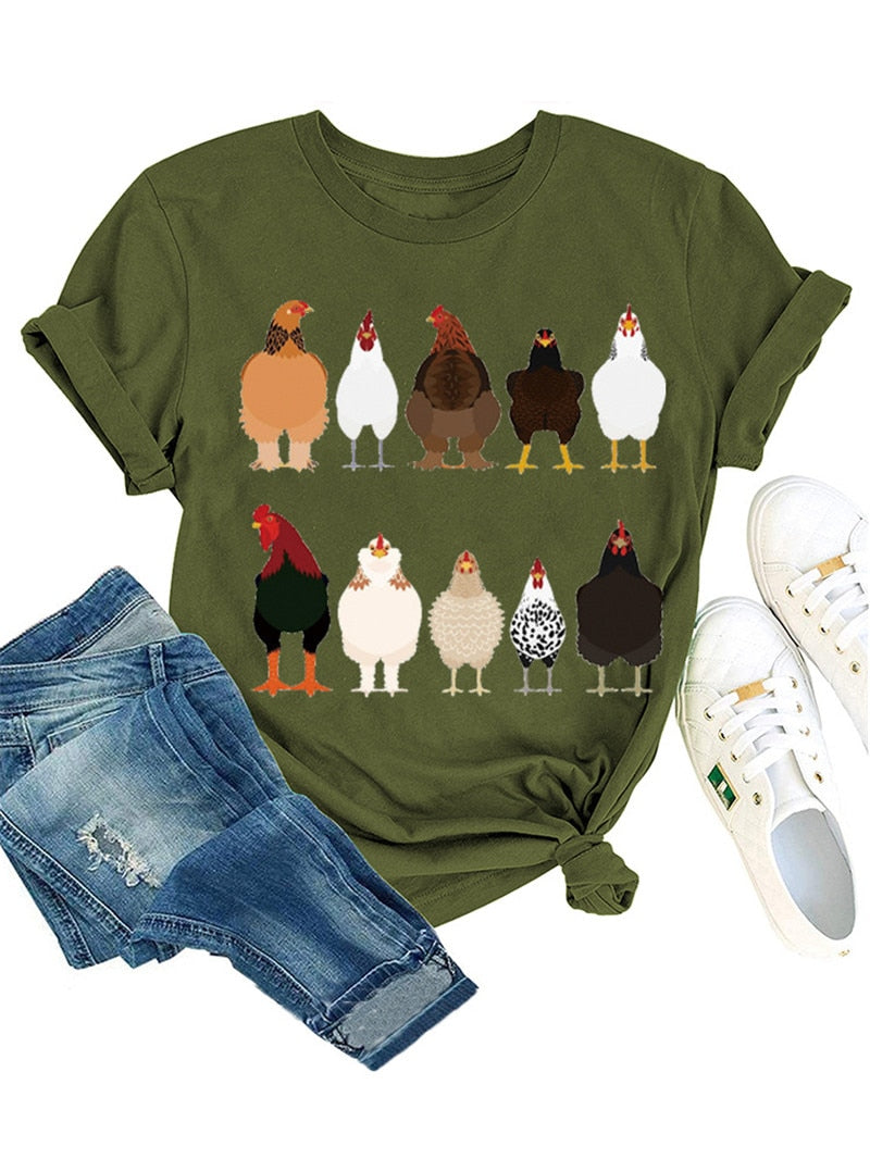 Cute Ten roosters humorous hen Unisex T-shirt - myfunfarm