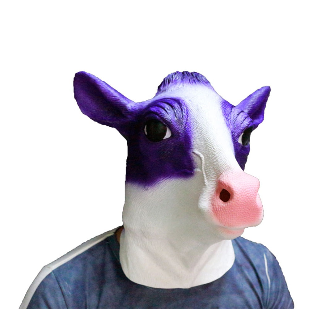 Halloween Latex Cow Head Mask Party Costume