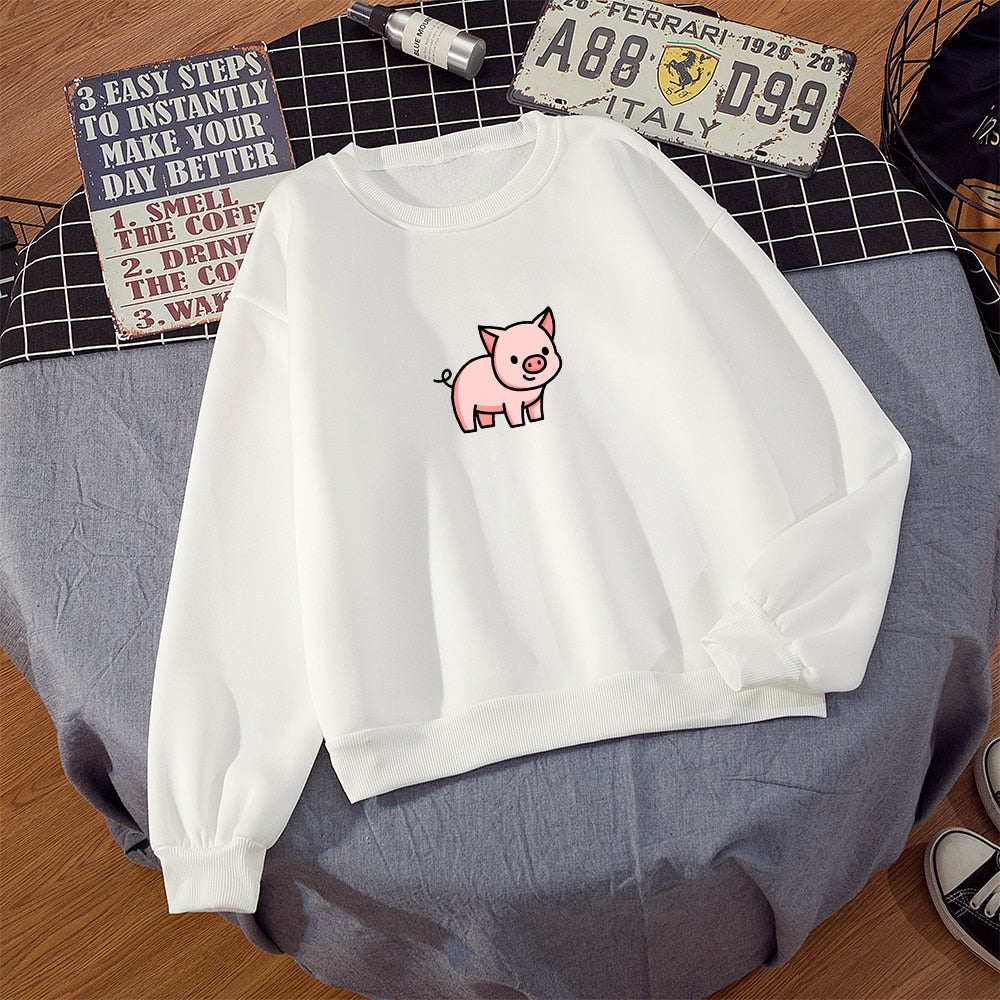 Oversized Hoodie Cute Pig Printed  Thick Warm for pig lovers - myfunfarm