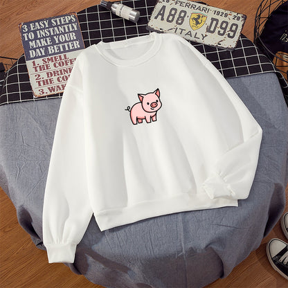 Oversized Hoodie Cute Pig Printed  Thick Warm for pig lovers - myfunfarm
