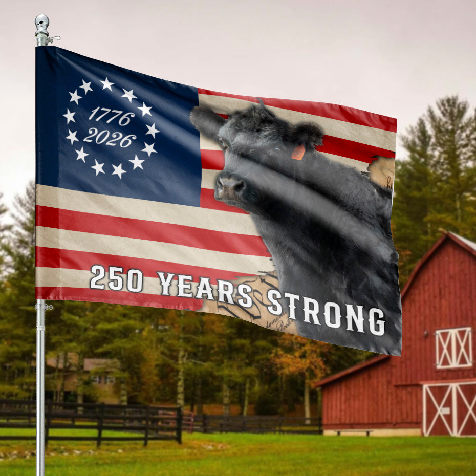 250 Years Strong Patriotic Cattle Flag USA Decor - myfunfarm