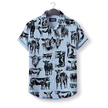 Black Angus Cattle pattern - Hawaiian Shirt for adult and youth - myfunfarm
