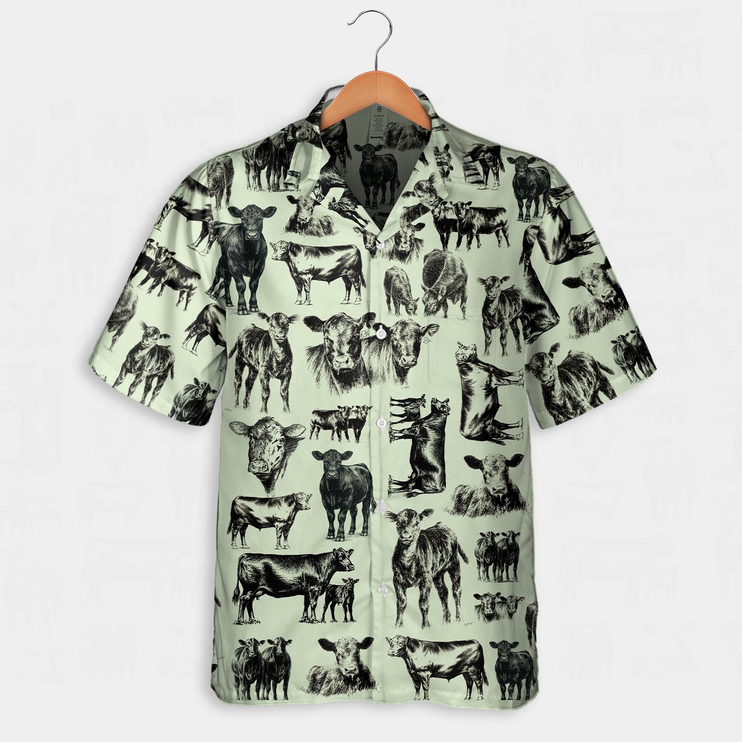 Cattle pattern white and blue, red, green  - Hawaiian Shirt, Shorts for adult and youth - myfunfarm