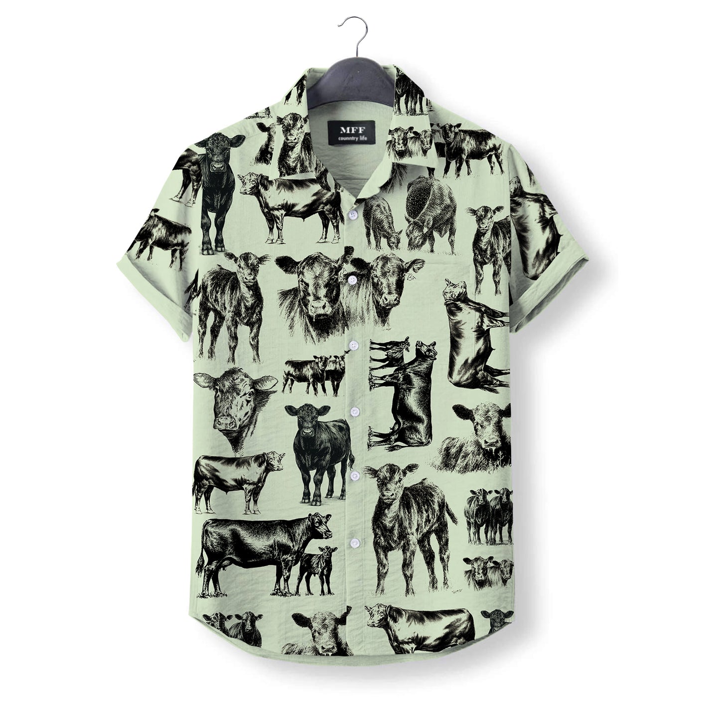 Black Angus Cattle pattern - Hawaiian Shirt for adult and youth - myfunfarm