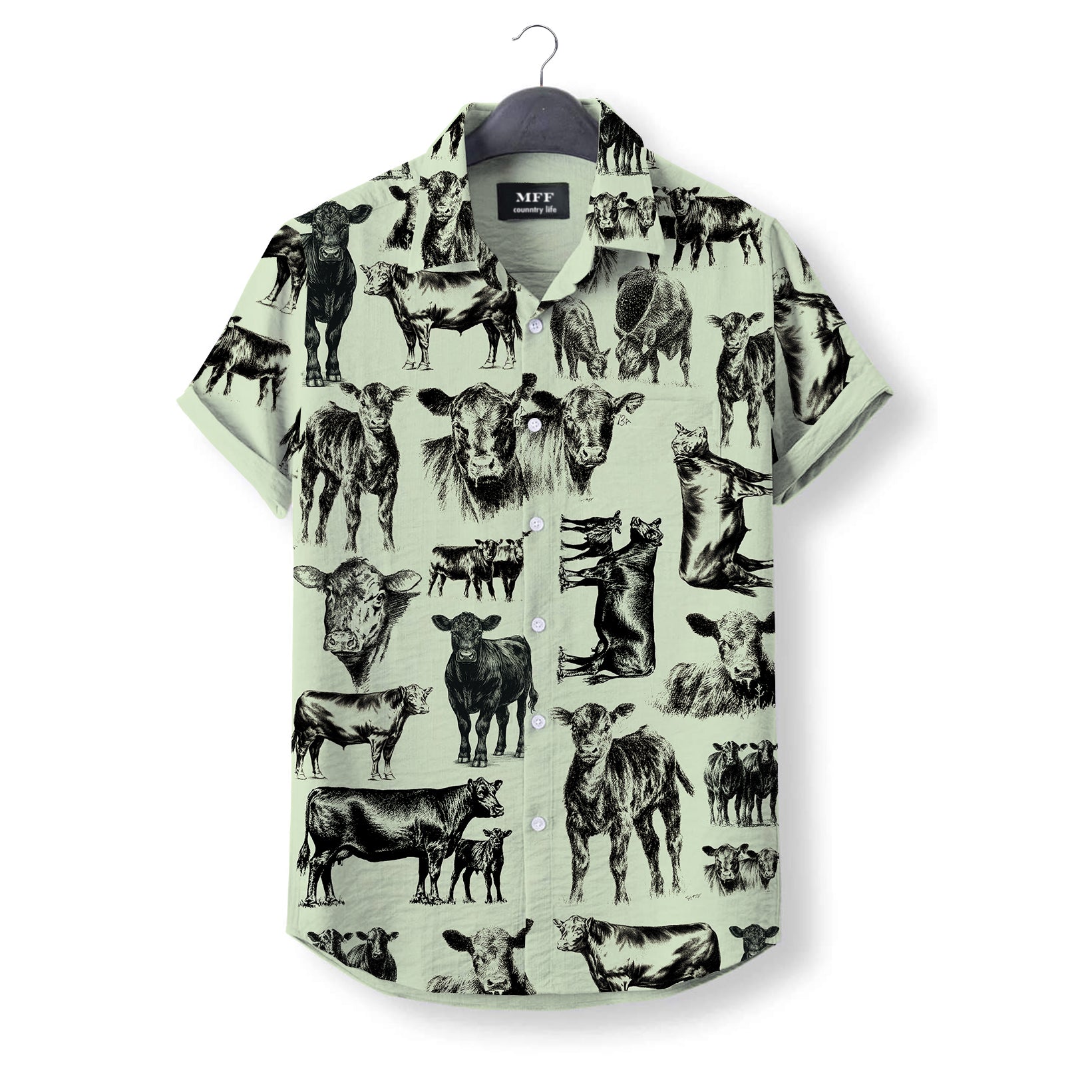 Black Angus Cattle pattern - Hawaiian Shirt for adult and youth - myfunfarm