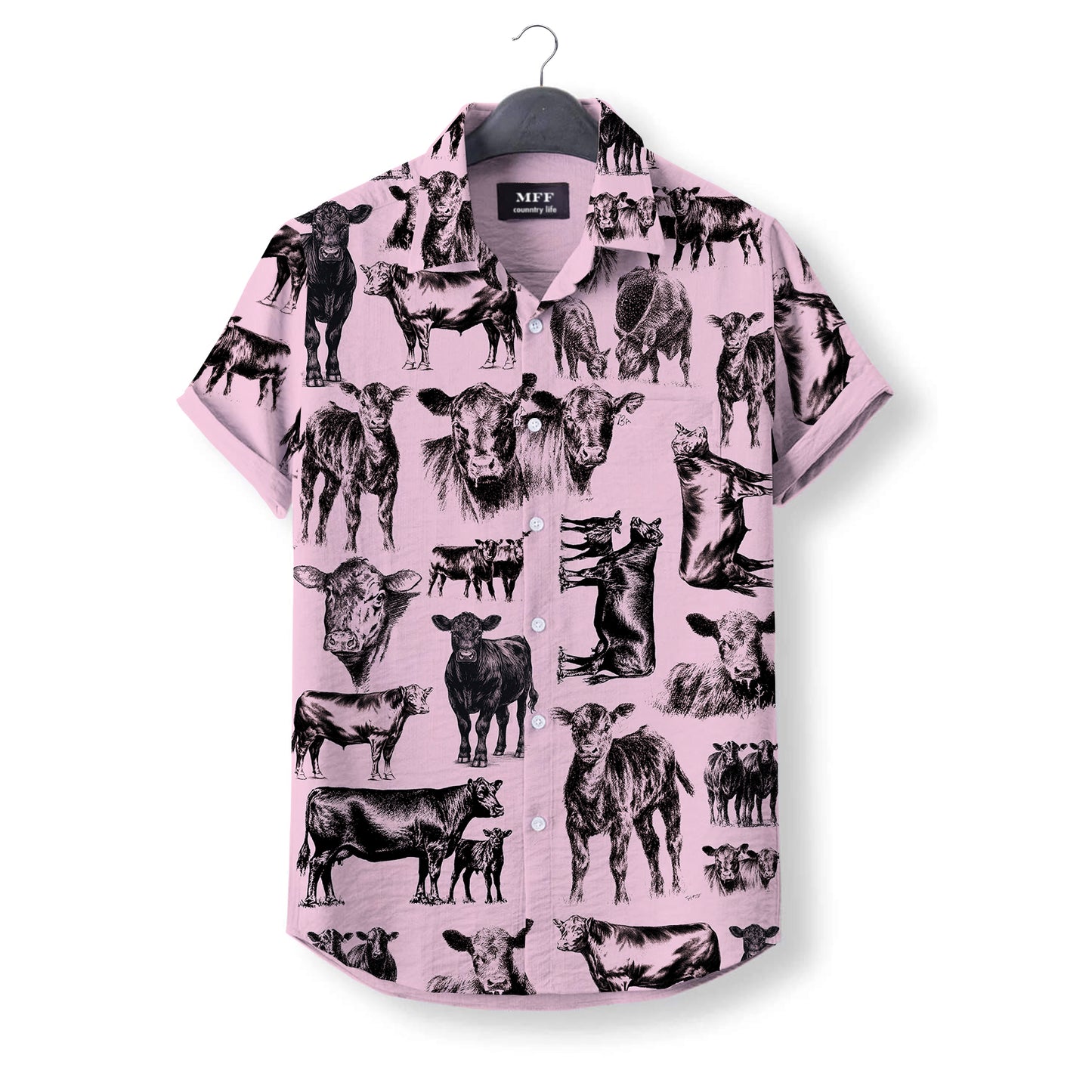Black Angus Cattle pattern - Hawaiian Shirt for adult and youth - myfunfarm