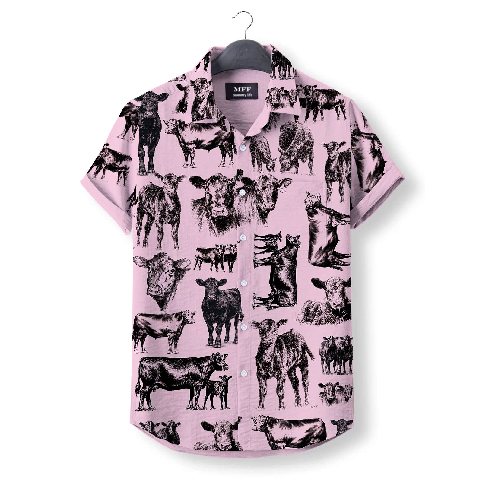 Black Angus Cattle pattern - Hawaiian Shirt for adult and youth - myfunfarm