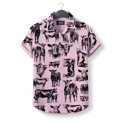 Black Angus Cattle pattern - Hawaiian Shirt for adult and youth - myfunfarm