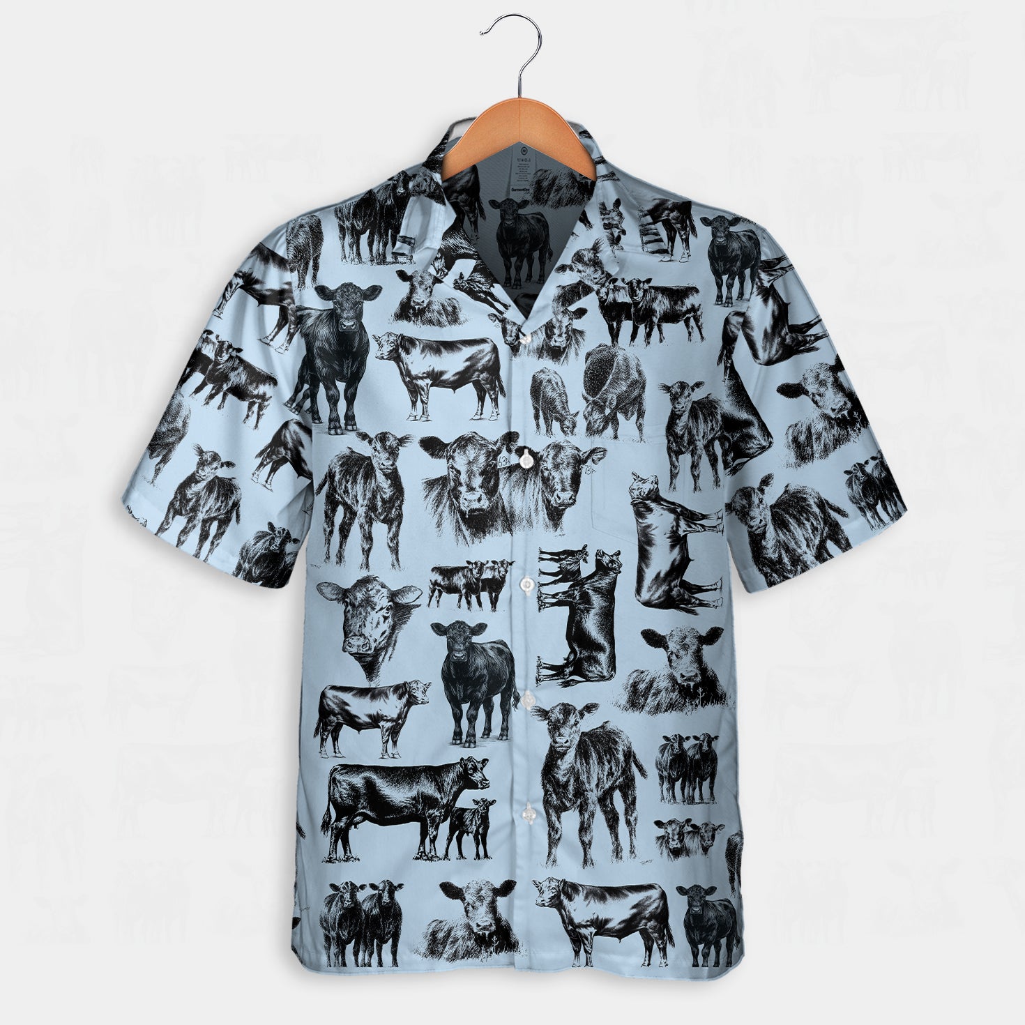 Cattle pattern white and blue, red, green  - Hawaiian Shirt, Shorts for adult and youth - myfunfarm