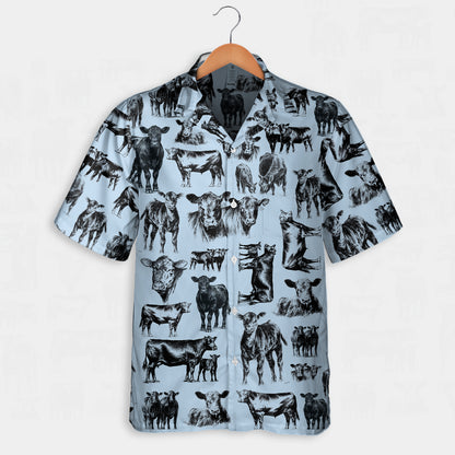 Cattle pattern white and blue, red, green  - Hawaiian Shirt, Shorts for adult and youth - myfunfarm