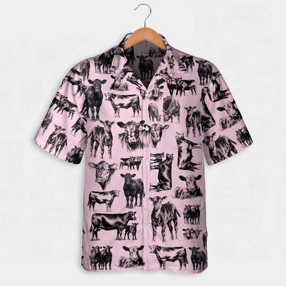 Cattle pattern white and blue, red, green  - Hawaiian Shirt, Shorts for adult and youth - myfunfarm
