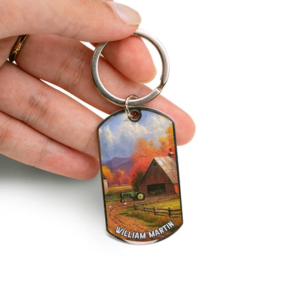 Personalized Engraved Stainless Steel Keychain - Gift for farmer DAD