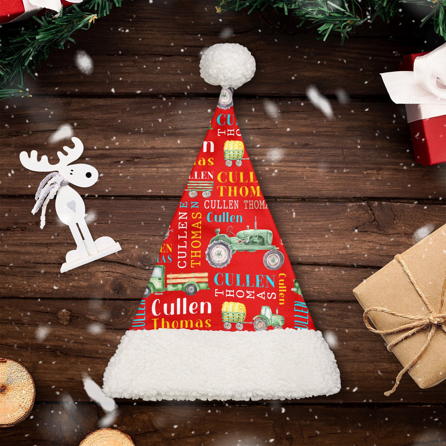 Personalized Name Christmas Hat for farmer - myfunfarm