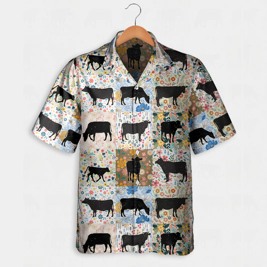 Retro Floral Cow Vintage Hawaiian Shirt and Shorts for Farmers - myfunfarm
