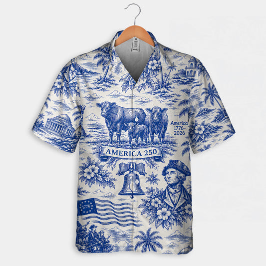 America 250 Hawaiian Shirt 1776–2026, Vintage Patriotic Shirt For Farmer