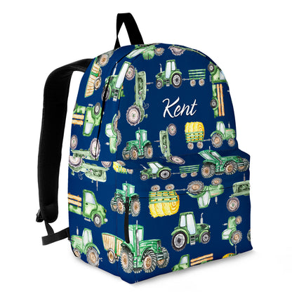 Personalised Bag-Custom Name Backpack Tractor pattern