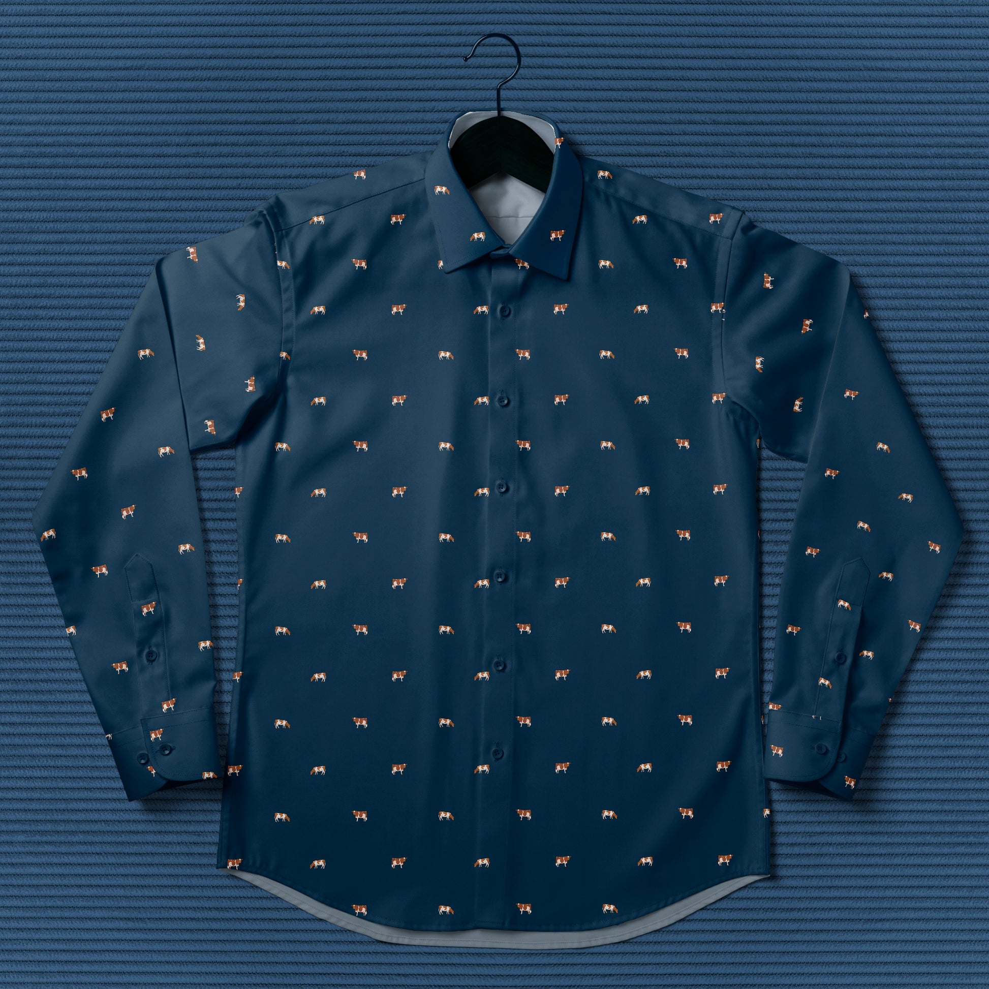 Guernsey cattle icon pattern - Men's Casual Long Sleeve Shirt - myfunfarm