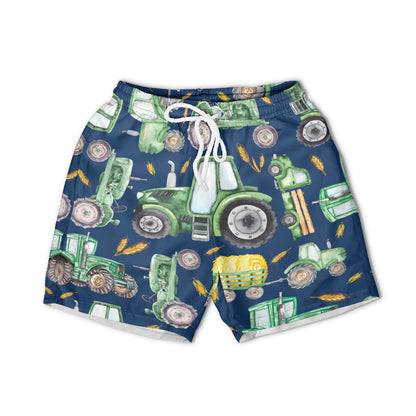 Cute Green Tractor pattern - Hawaiian Shirt, Shorts for Kid