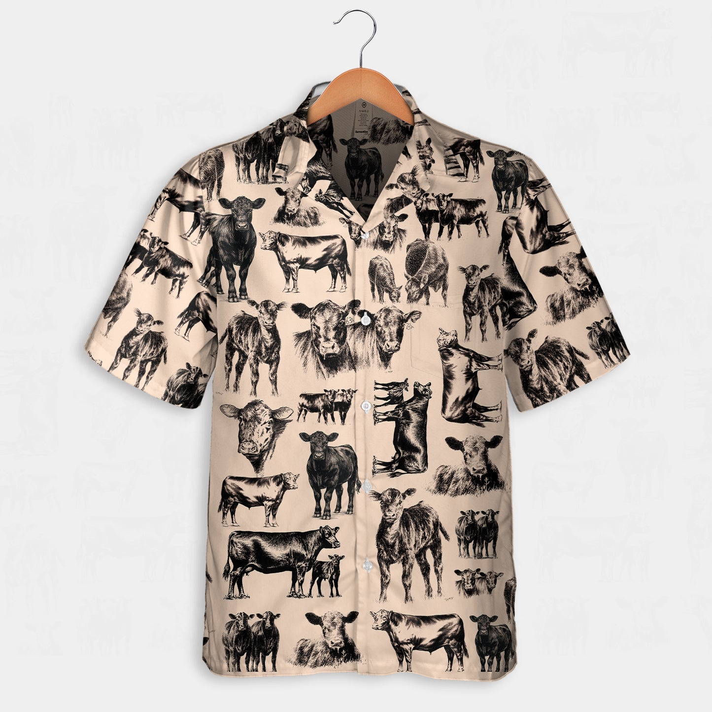 Cattle pattern white and blue, red, green  - Hawaiian Shirt, Shorts for adult and youth - myfunfarm