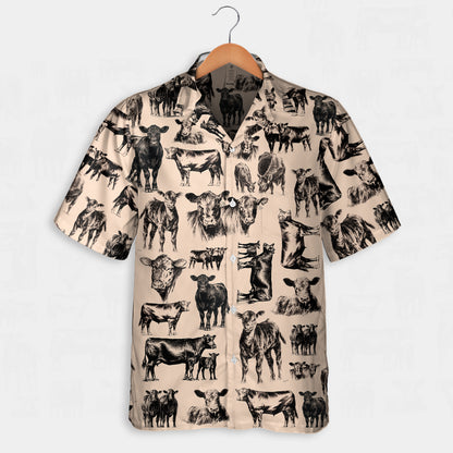 Cattle pattern white and blue, red, green  - Hawaiian Shirt, Shorts for adult and youth - myfunfarm