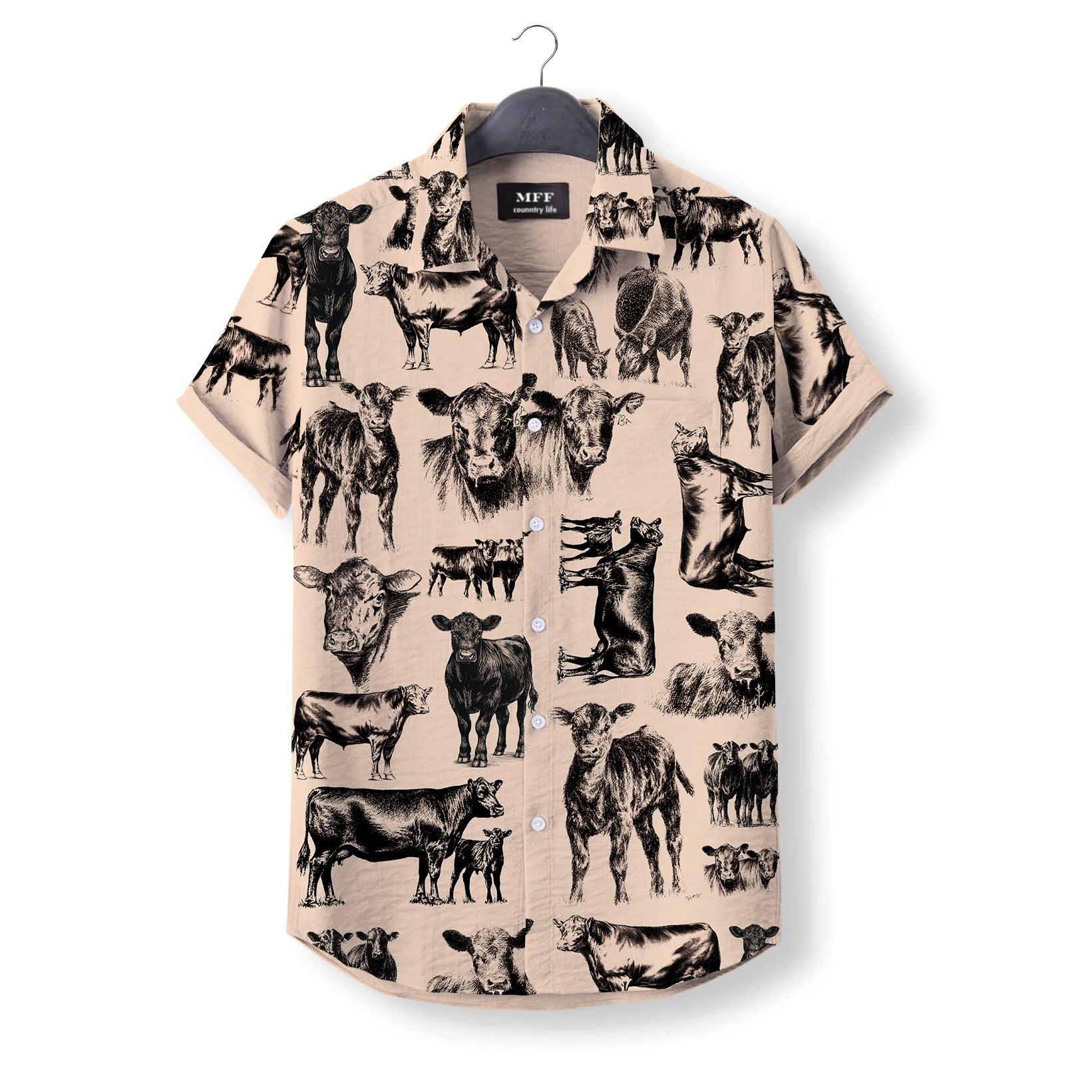 Black Angus Cattle pattern - Hawaiian Shirt for adult and youth - myfunfarm