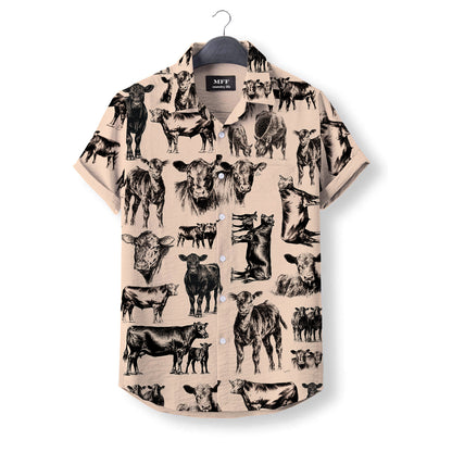 Black Angus Cattle pattern - Hawaiian Shirt for adult and youth - myfunfarm
