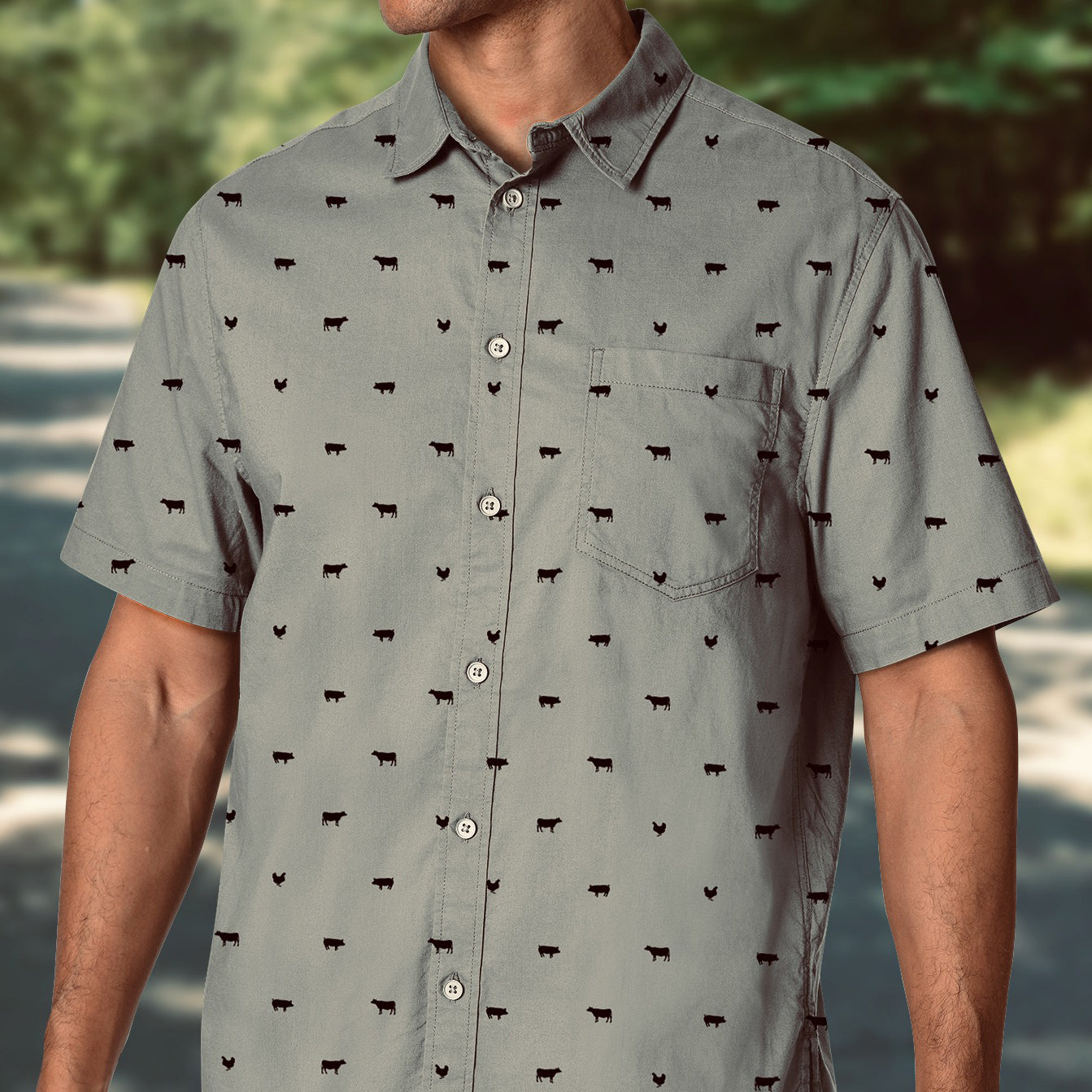 Livestock icon Pattern- Button Down Shirts for farmers