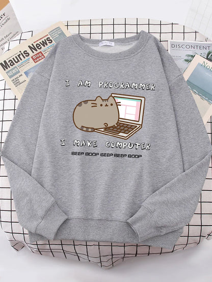 I Am Programmer I Make Computer Funny Sweatshirt for Cat Lovers - myfunfarm