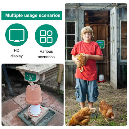 Automatic Chicken Coop Door Openers Controller LCD Timer Light Sensor Solar Battery Electric Power Poultry House Flap 0.8kg