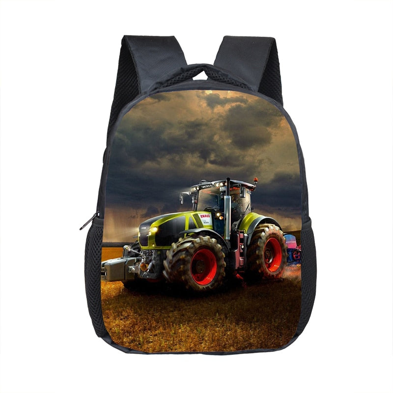 Farm Tractor Print Backpack Children School Bags