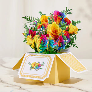 Flower Greeting Card With Envelope Surprise Gifts For Mothers Day, Birthday, Thanksgiving, Wedding Anniversary Floral Box 3D Pop-up