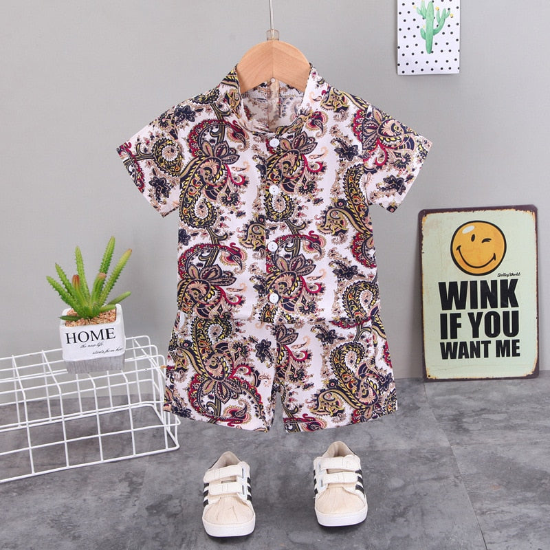 1-6 Year Children Set Hawaiian shirt and Shorts Floral Printed - myfunfarm