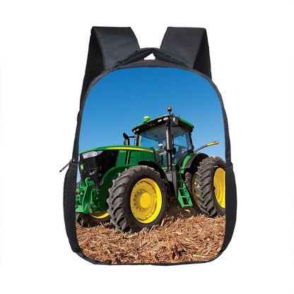 Farm Tractor Print Backpack Children School Bags