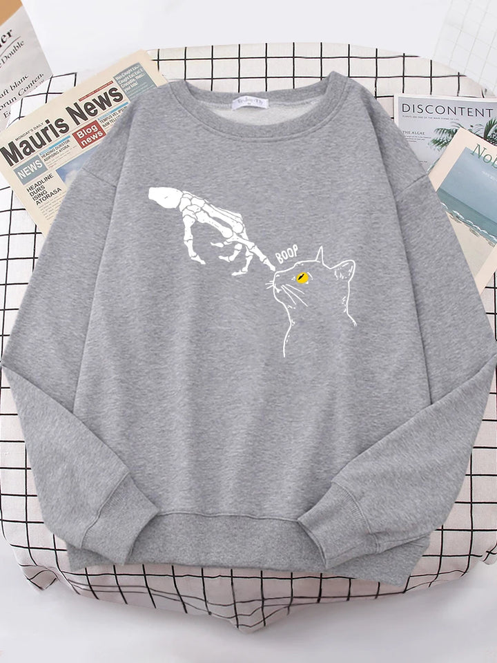 The Skeleton Pointed At The Cat Funny Sweatshirt